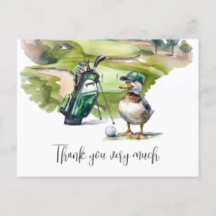Carte Postale Sac de golf dans l'aquarelle de terrain de golf po