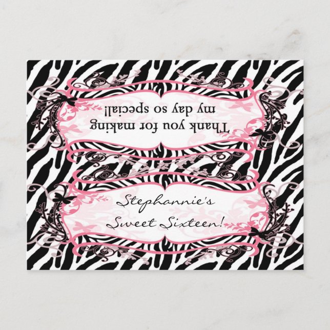 Carte Postale Sac de Goody Topper Girl Butterfly Zebra Imprimer  (Devant)