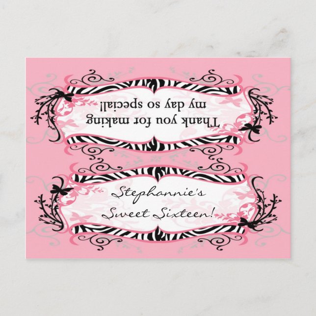 Carte Postale Sac de Goody Topper Girl Butterfly Zebra Imprimer  (Devant)