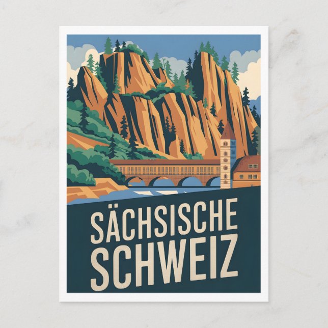 Carte Postale Sächsische Schweiz Saxon Suisse vintage (Devant)