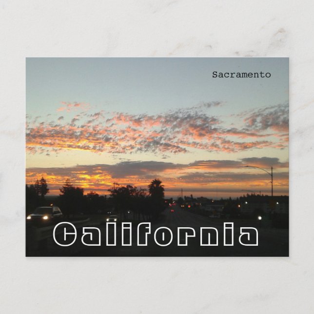 Carte Postale Sacramento California - Trafic en soirée (Devant)