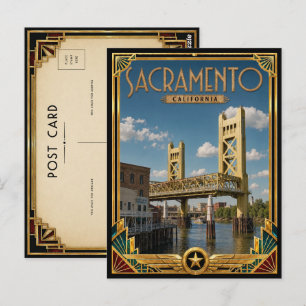 Carte Postale Sacramento Californie Art Déco Vintage Âge d'Or