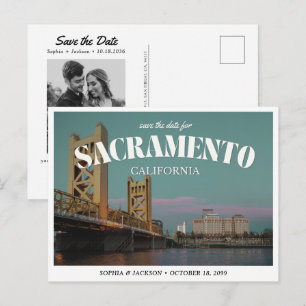 Carte Postale Sacramento Mariage Save the Date Downtown Rétro