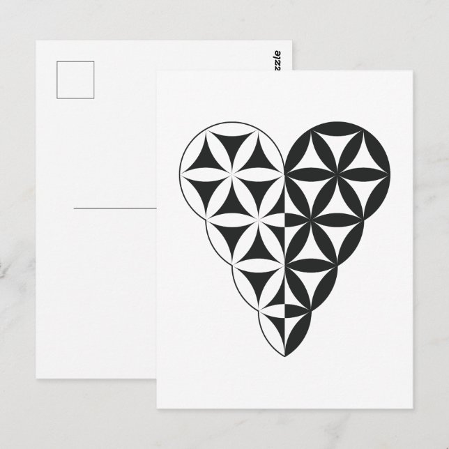 Carte Postale Sacred Heart - Coeur de vie, Dual-Wh/Bl. (Devant / Derrière)