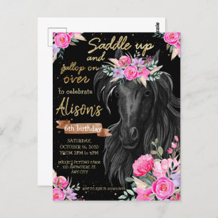 Carte Postale Saddup or Black Horse Cowgirl Anniversaire