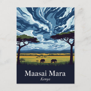 Carte Postale Safari au crépuscule du Maasai Mara