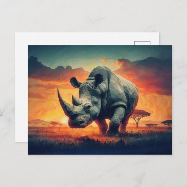 Carte Postale Safari Sunset Rhino (Devant / Derrière)