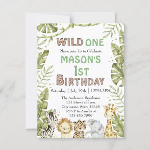 Carte Postale Safari Wild One Aquarelle 1er Anniversaire