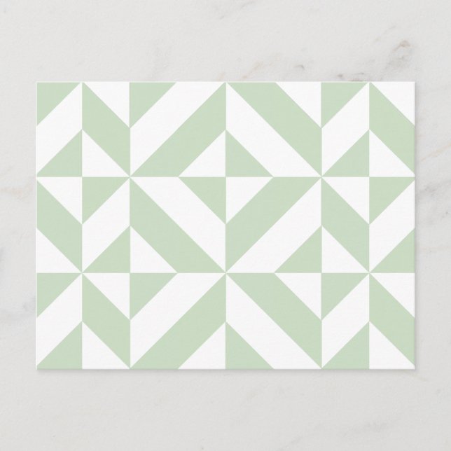 Carte Postale Sage Green Geometric Deco Cube Pattern (Devant)
