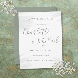 Carte Postale Sage Green Signature Mariage Enregistrer La Date