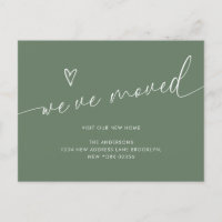 Sage minimal vert Coeur Script Nous avons déménagé