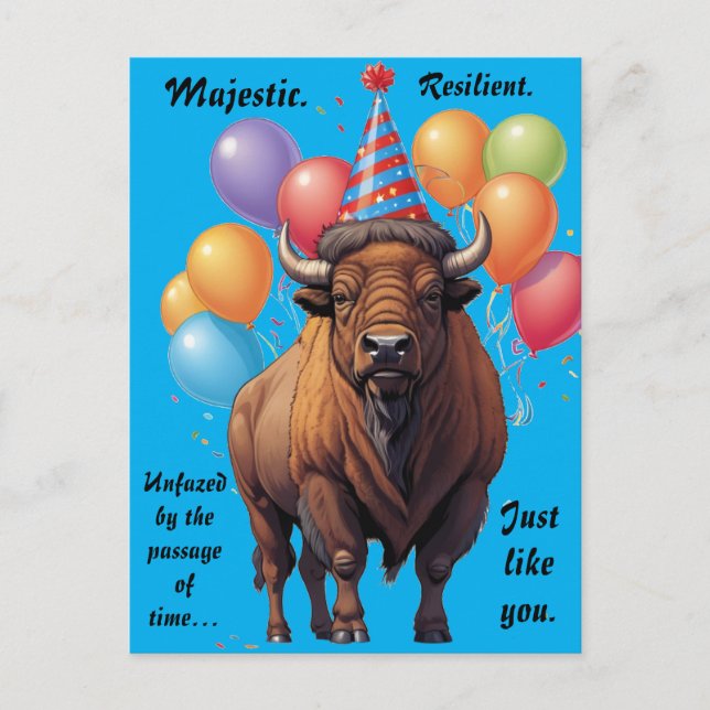 Carte Postale Sagesse d'anniversaire Bison Stoïque (Devant)