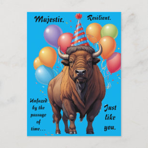 Carte Postale Sagesse d'anniversaire de Bison Stoïque