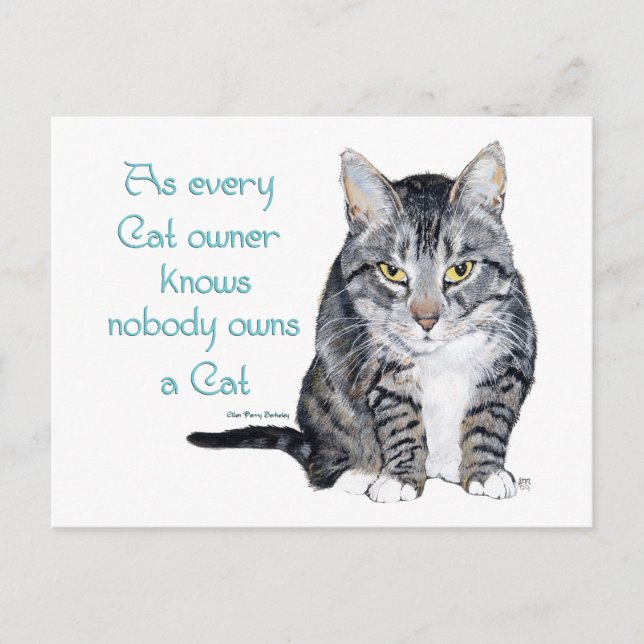 Carte Postale Sagesse de chat - comme tout propriétaire de chat  (Devant)