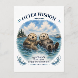 Carte Postale Sagesse de la loutre aquarelle Inspirante