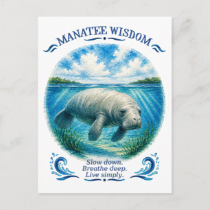 Carte Postale Sagesse du lamantin sous la mer tropicale