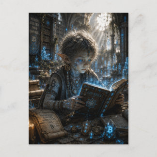 Carte Postale Sagesse / Gardien de runes / Bibliothèque ancienne