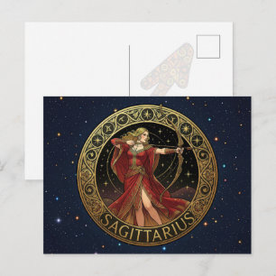 Carte Postale Sagittaire Archer Symbole du zodiaque pour elle