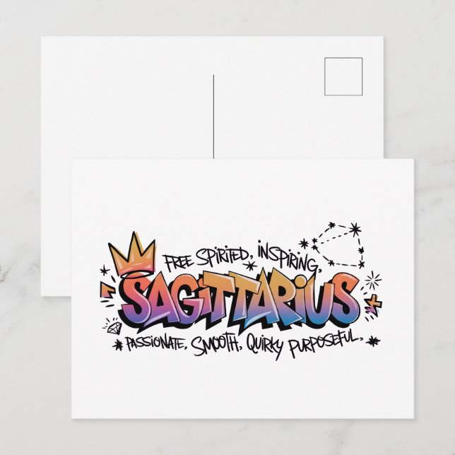 Carte Postale Sagittaire Zodiaque Graffiti (Devant / Derrière)