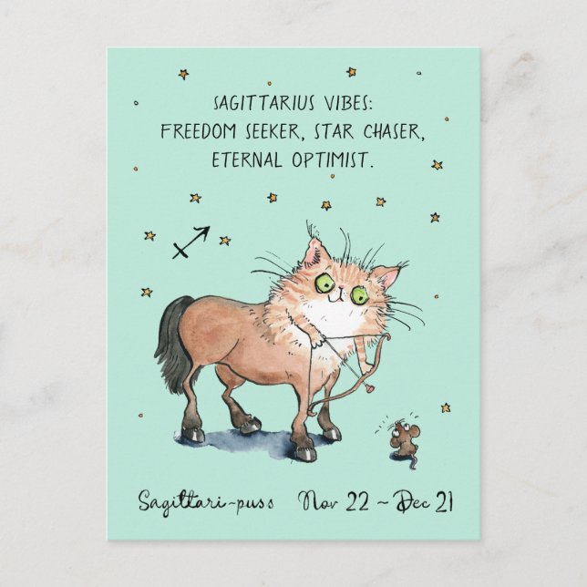 Carte postale Sagittarius Zodiac Chat Carte postal (Devant)