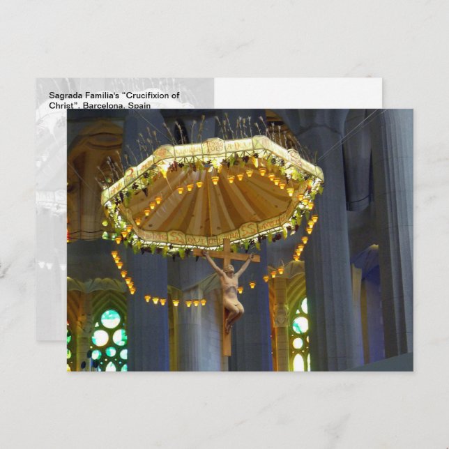 Carte Postale Sagrada Familia Crucifix, Barcelone, Espagne - (Devant / Derrière)