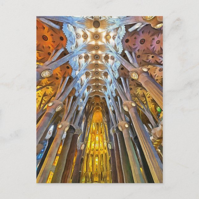 Carte Postale Sagrada Familia. Intérieur. Vue 21. (Devant)