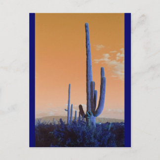 Carte Postale Saguaro en bleu