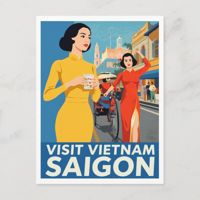 Carte Postale Saigon Vintage Travel Poster | Visit Vietnam (Devant)