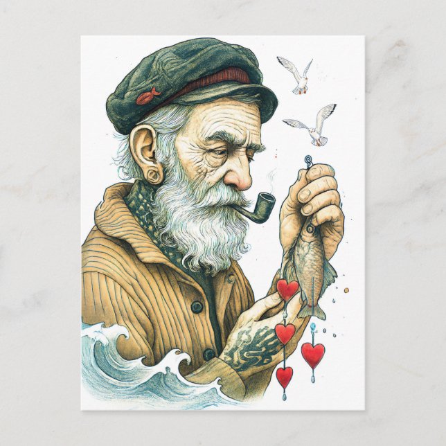 Carte Postale Sailor with Pipe and small hearts (Devant)