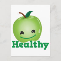Sain avec pomme kawaii verte avec un visage mignon