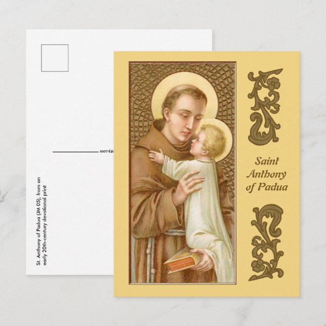 Carte Postale Saint Antoine de Padoue et le Christ Enfant (JM 05 (Devant / Derrière)