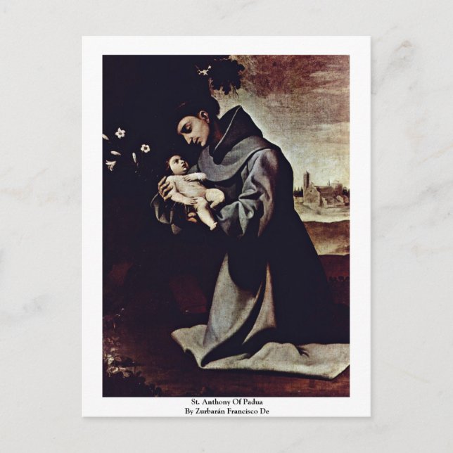 Carte Postale Saint Antoine De Padoue Par Zurbarán Francisco De (Devant)