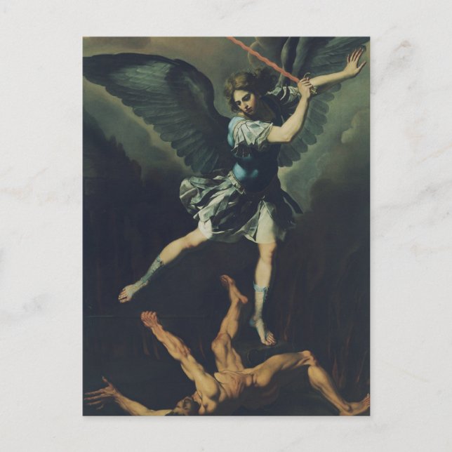 Carte Postale Saint Archange Michael bat le diable (Devant)