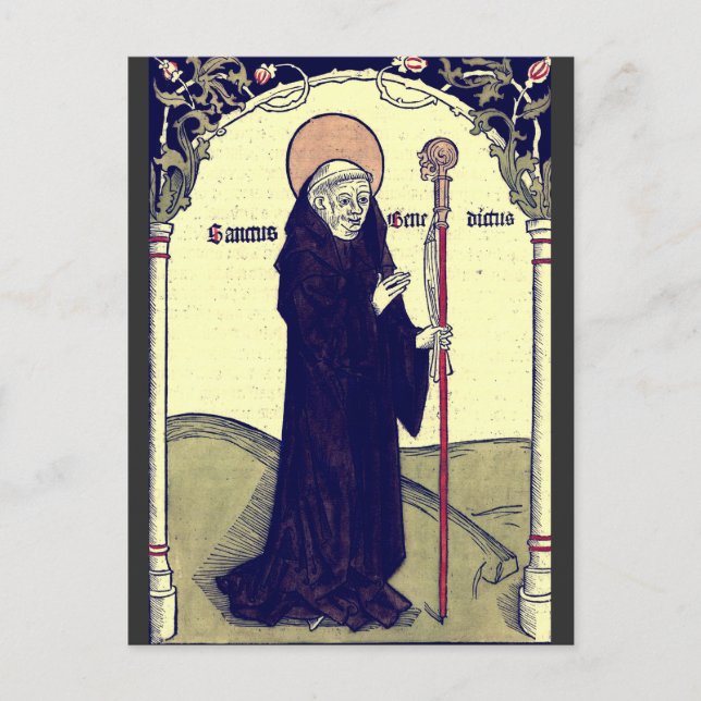 Carte Postale Saint Benoît de Nursie Patron de l'Europe Catholiq (Devant)