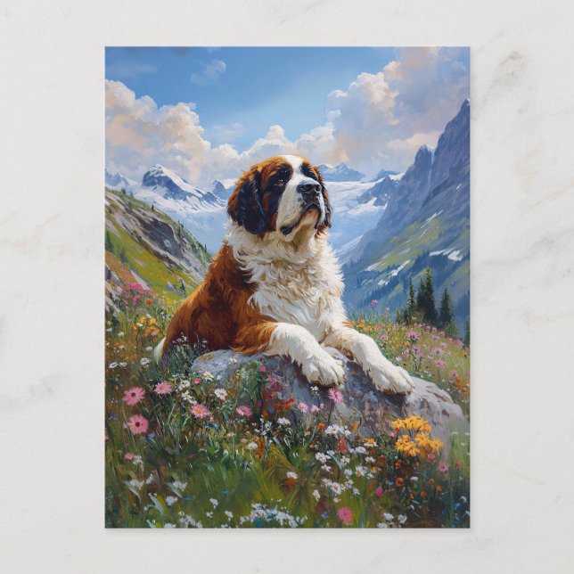 Carte Postale Saint Bernard Champ Fleur sauvage Pittoresque (Devant)