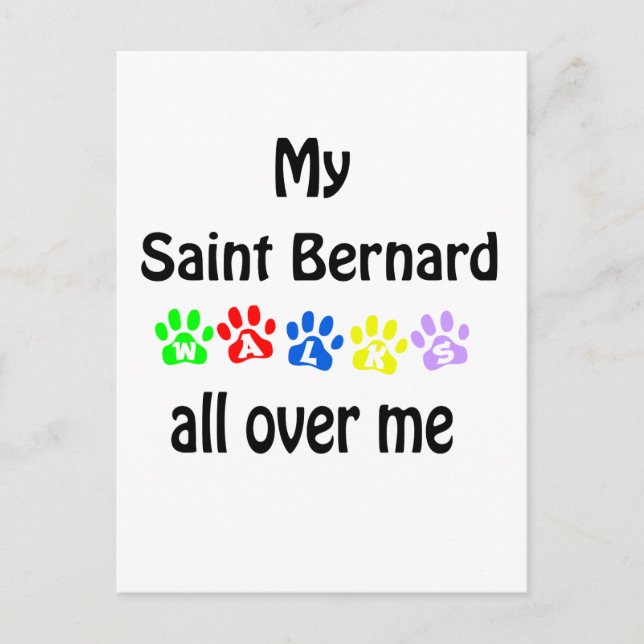 Carte Postale Saint Bernard Walks Design (Devant)