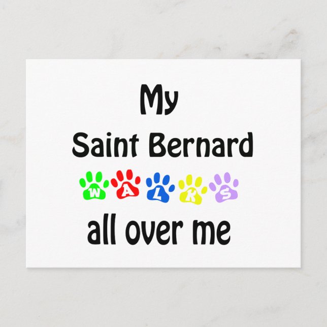 Carte Postale Saint Bernard Walks Design (Devant)