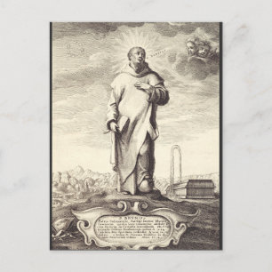 Carte Postale Saint Bruno de Cologne Gravure Ancienne Style Arti