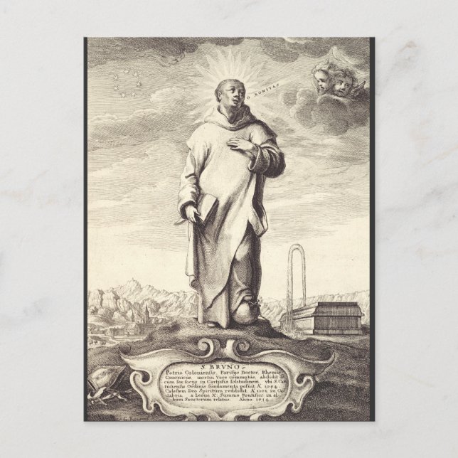 Carte Postale Saint Bruno de Cologne Gravure Ancienne Style Arti (Devant)