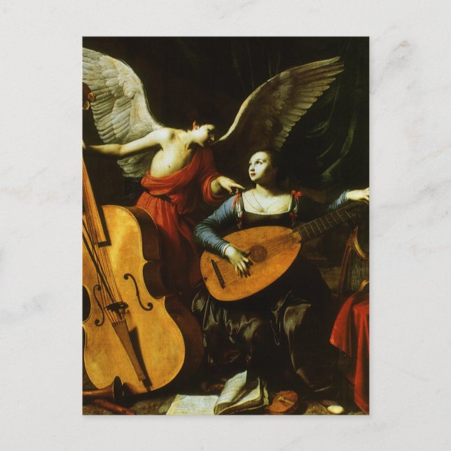 Carte Postale Saint Cecilia et l'ange par Carlo Saraceni (Devant)