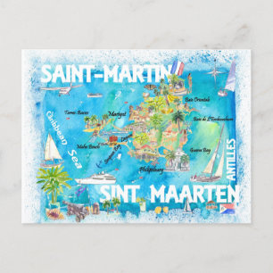 Carte Postale Saint-Eustache et Saba île caribéenne néerlandaise
