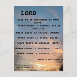 CARTE POSTALE SAINT FRANCIS PRAYER