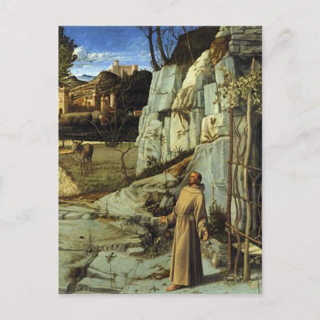 Carte Postale Saint François dans le désert par Giovanni Bellini (Devant)