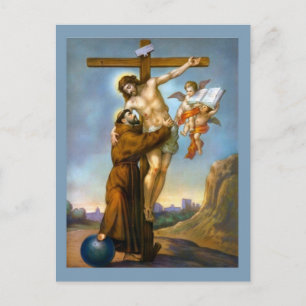 Carte Postale Saint François d'Assise Jésus Crucifixion Angels