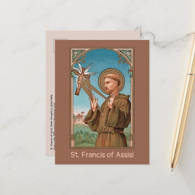 Carte Postale Saint François d'Assise, Pater Seraphicus (SAU 040 (Devant/Arrière en situation)