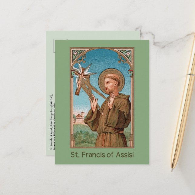 Carte Postale Saint François d'Assise, Pater Seraphicus (SAU 040 (Devant/Arrière en situation)