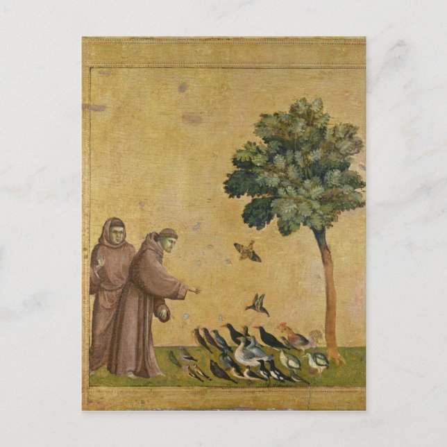 Carte Postale Saint François d'Assise prêchant aux oiseaux (Devant)