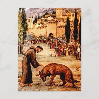 Carte Postale Saint François et le loup