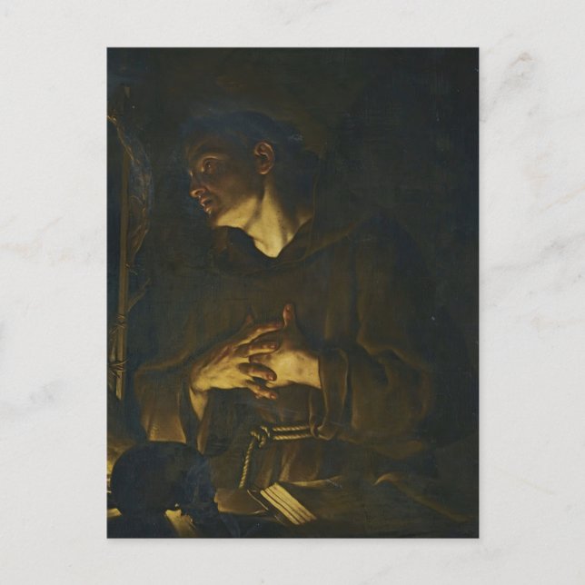 Carte Postale Saint François priant devant un crucifix par Trévi (Devant)