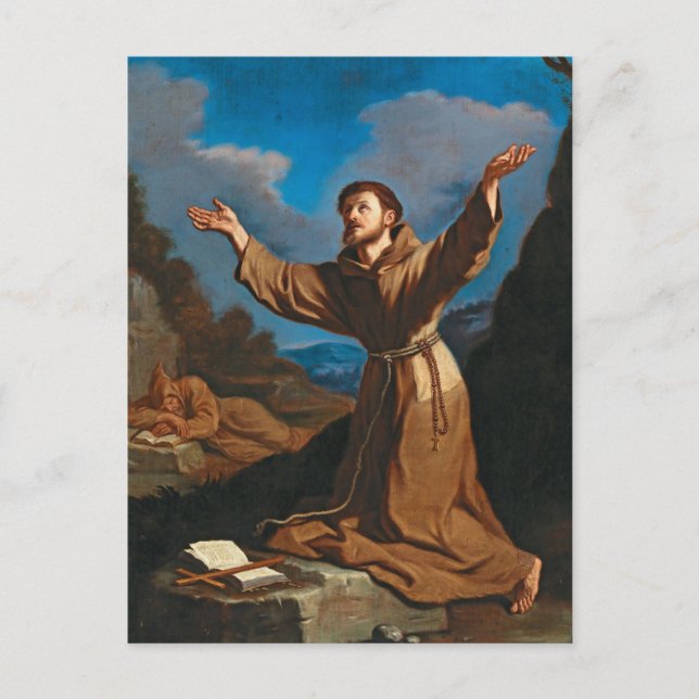 Carte Postale Saint François recevant la Stigmata par Guercino (Devant)